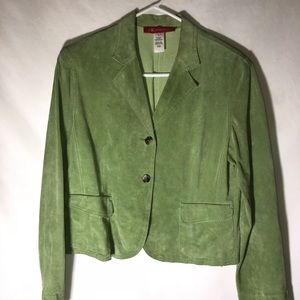 Ann Klein 100% leather green career blazer